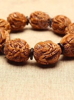 纯手工正宗桃核手链手串转运招财桃核雕刻金蝉手串本命年男女