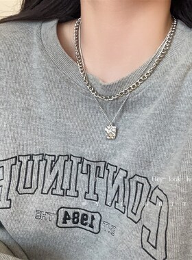 生椰拿铁简约百搭不规则双层项链冷淡风颈链小众设计感锁骨链