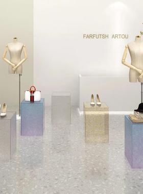 gy石头纹亚克力底座展示台橱窗陈列台置物摆台装饰品流水台模特地