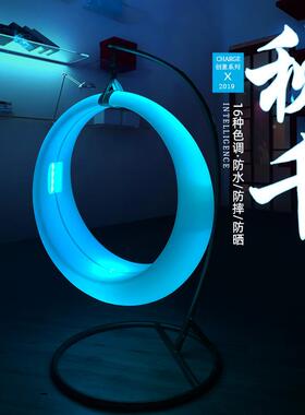LED外网红七秋千月亮景公户园TUC游乐场广场活动圆吊椅点彩发光秋