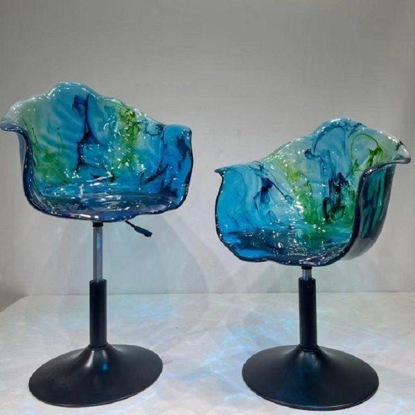 北欧花瓣透明树脂网红升降单人椅子旋转凳子吧台几何艺术品雕塑,淘宝优惠券,粉丝福利购,淘宝优惠卷