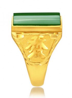 香港免税首饰9999真金戒指男四方来财霸气戒子可调节金指环送佳礼