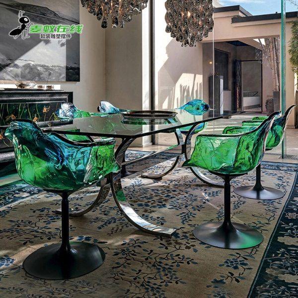 北欧花瓣透明树脂网红升降单人椅子旋转凳子吧台几何艺术品雕塑,淘宝优惠券,粉丝福利购,淘宝优惠卷