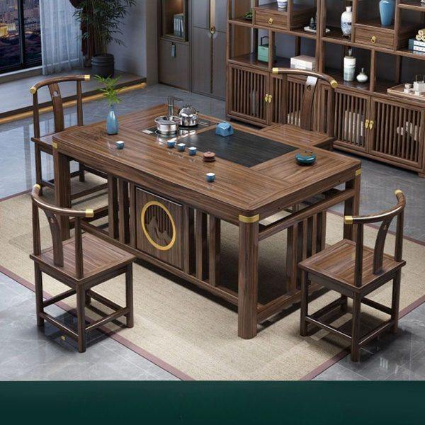 新中式茶桌椅组合实木茶桌茶台家用公阳台一体功夫泡茶几一整套,淘宝优惠券,粉丝福利购,淘宝优惠卷