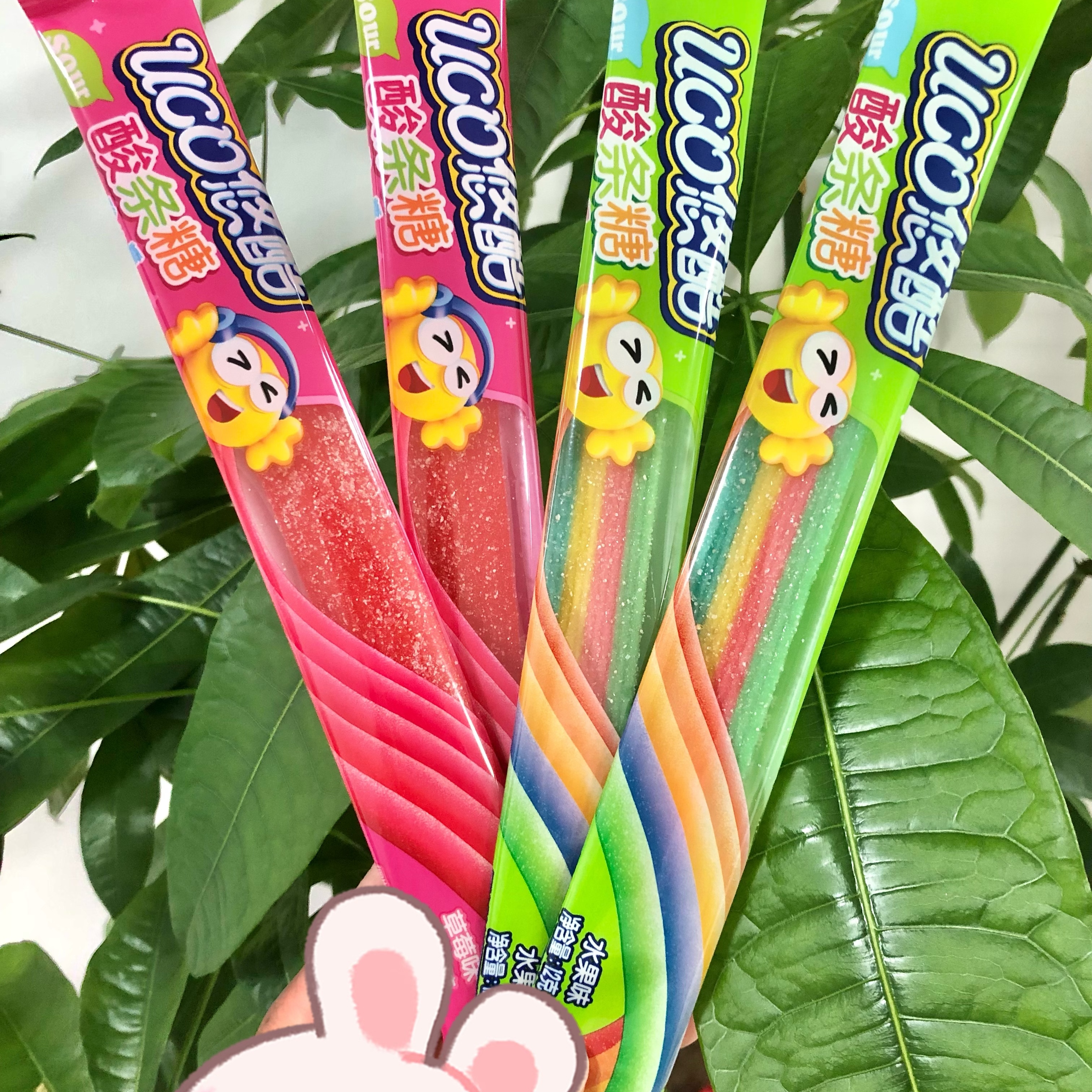 悠酷酸条软糖水果味草莓味水果糖彩虹橡皮糖学生儿童休闲零食