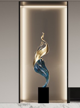 风生水起摆件客厅走廊入户玄关轻奢高档中式招财R竖高寓意好装饰