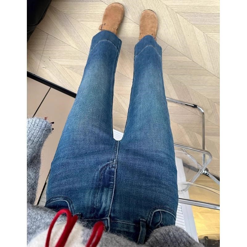 梨型身材直筒牛仔裤女春季新款大码胖mm小个子高腰显瘦九分烟管裤 - 图2