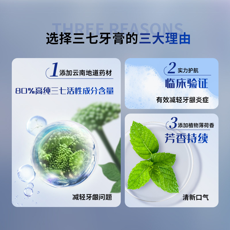 云南三七牙膏持久清新抑制牙菌斑去口臭清火气商超同款大支装210g