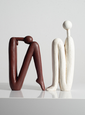 现代简约圆头火柴人摆o件 客厅玄关装饰品样板间书柜酒柜桌面 软