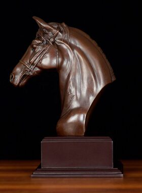 纯黄铜马头家居摆件创意生肖马中式客厅办公室装饰品修饰品