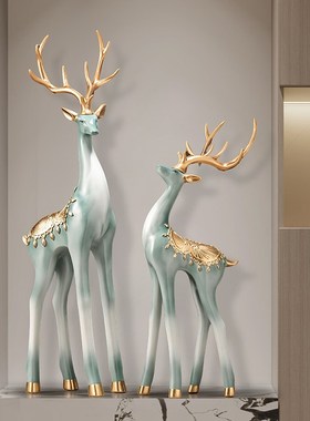 入门玄关大d摆件鹿客厅电视柜办公室高级艺术装饰品新房子乔迁礼