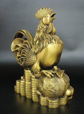 纯铜鸡大号铜公鸡黄铜生肖鸡金钱鸡如意鸡金鸡招财风水铜器铜摆件