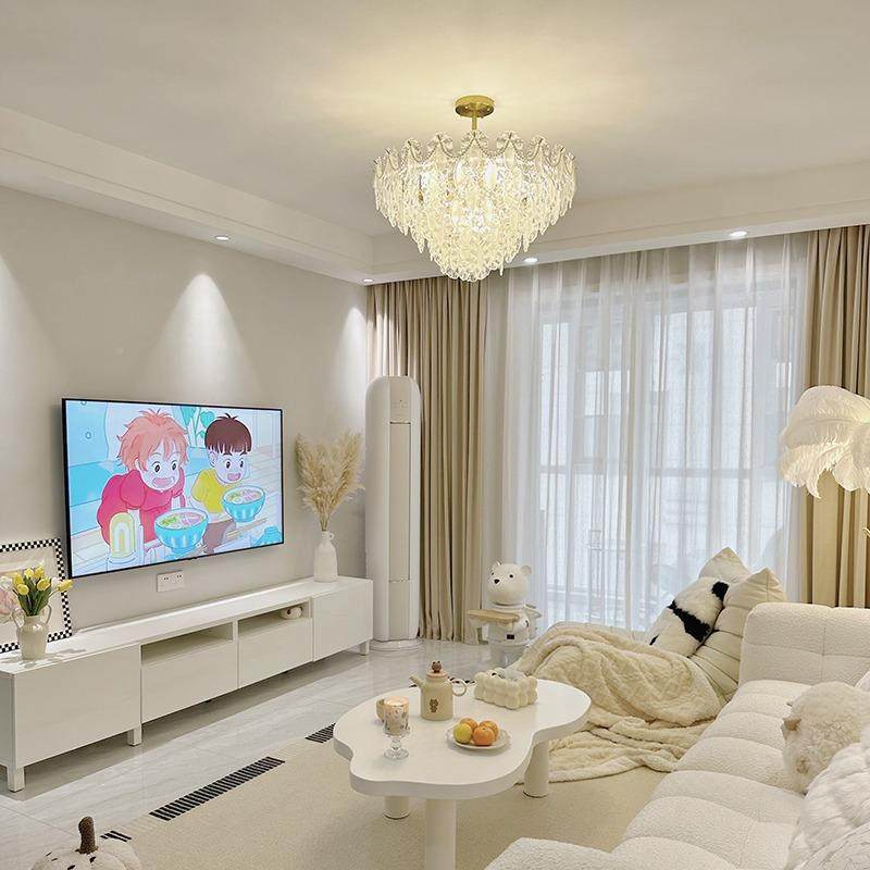 2205年新款轻法式水晶吊灯奶FLAS587油风饰玻璃中灯古灯具奢客厅,淘宝优惠券,粉丝福利购,淘宝优惠卷