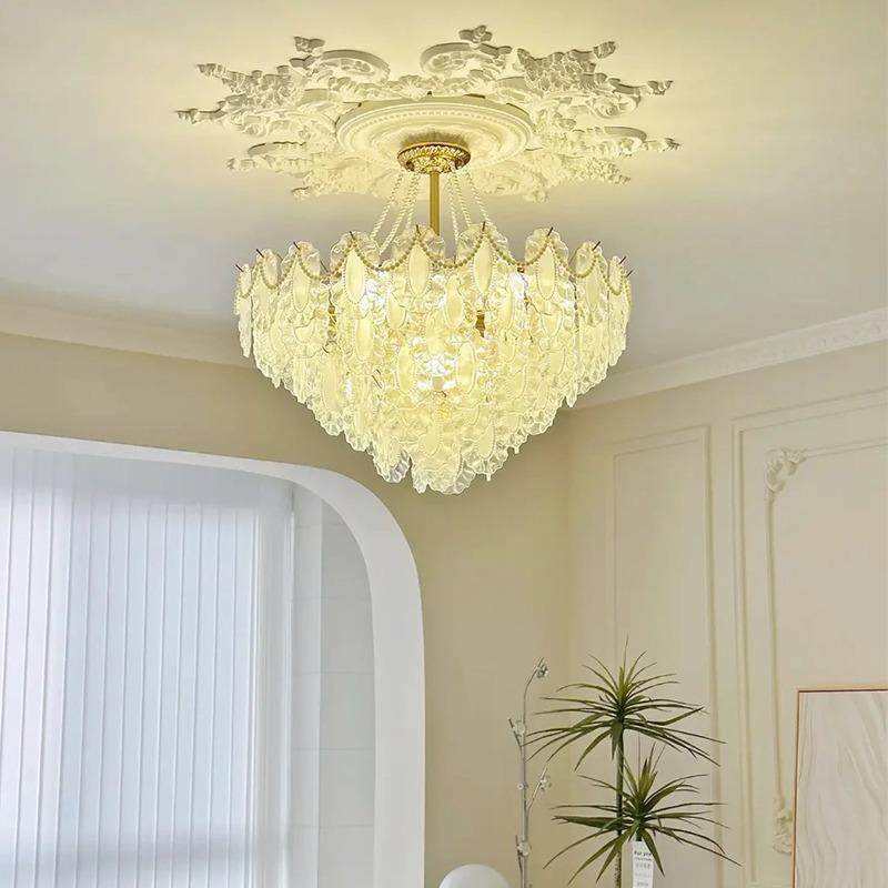 2205年新款轻法式水晶吊灯奶FLAS587油风饰玻璃中灯古灯具奢客厅,淘宝优惠券,粉丝福利购,淘宝优惠卷