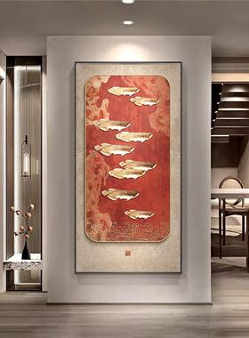 喜气盈门玄关装饰画新中式入户正对门挂画红色寓意好走廊过道壁画