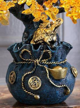 黄水晶发财树摆件摇钱树家居客厅酒柜装饰品小摆设创意工艺招财树