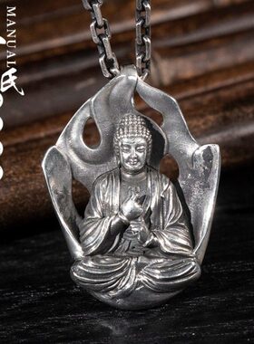 云南雪花银足银手工錾刻复古做旧十二生肖佛牌情侣送礼