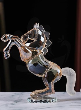 达姿创意水晶玻璃马工艺品摆饰办公室酒柜装M饰桌面家居摆设电视