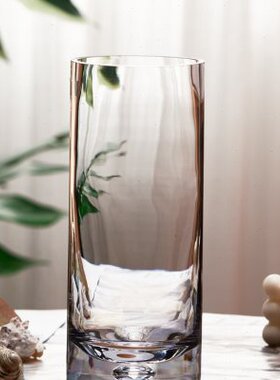 简约瓶底气泡玻璃花瓶 透明水培插花花瓶直筒花器 客厅创意摆设