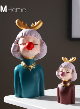 可爱吹泡泡女孩轻奢风摆件创w意家居客厅装饰品电视柜摆设生日礼