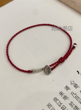 925银a如意手链中式古风手绳手工编制四股平安结本命年红绳女