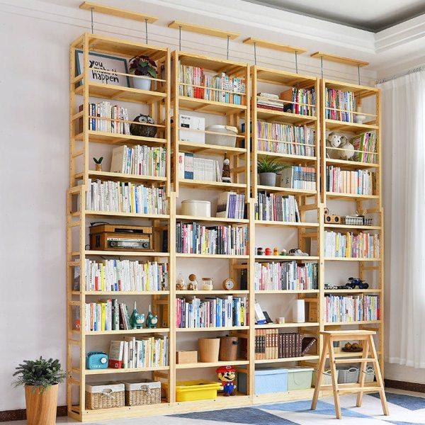 简易顶天立地实木书架置物架阳台卧室简约创意落地多层收纳整理架,淘宝优惠券,粉丝福利购,淘宝优惠卷