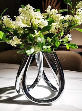 简约现代六e孔花瓶轻奢装饰品样板房客厅书房桌面餐厅金属几何花