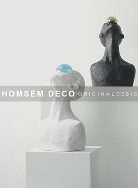 欧式轻奢半身觉醒者艺术饰品人物雕D塑样板房间售楼处大型抽象摆