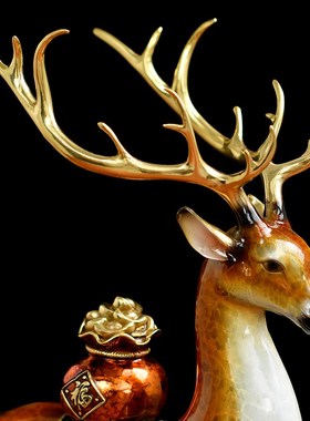 聚财鹿全c铜鹿上有钱梅花鹿摆件家居客厅酒柜装饰品乔迁新居礼物