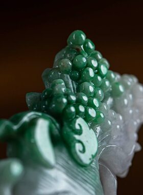 孤品【翡翠· 参芝瑞气】桌面摆件客厅家居高档文玩礼物一物一证