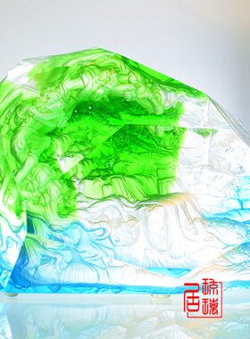 高山流水琉璃摆件公司开业乔迁搬家现代简约客厅玄关装饰品中式礼