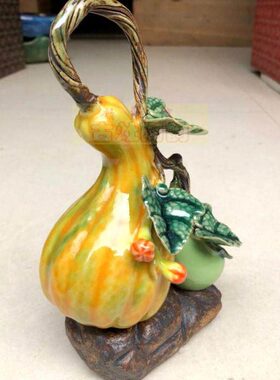 陶瓷工艺品石湾公仔家居装饰品礼品客厅书房招财植物摆件南瓜促销