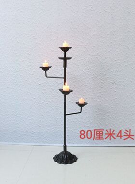 烛台中式铸铁禅意铁艺家居茶室道具软装落地灯摆件