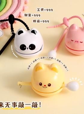 可爱手工摆件长耳朵木鱼解压桌面装饰品办公室创意树脂工艺品高级