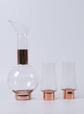 简约现代斜嘴酒具玻璃酒杯样板房间家居吧台酒柜醒酒器餐桌面摆件
