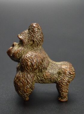 黄铜实心黄铜猩猩摆件小金刚仿古铜器工艺品茶宠手把件古玩收藏