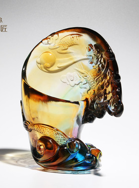 办公室老板桌面琉璃笔筒飞龙摆件创意高档送M男士领导生日礼物定