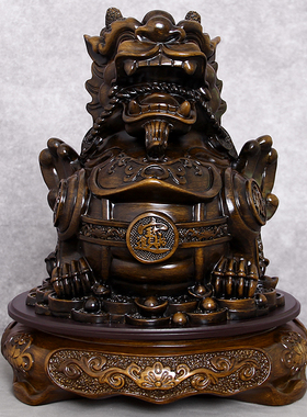 貔貅摆件聚财g仿木雕乔迁高档办公室客厅前台装饰店铺开业招财礼