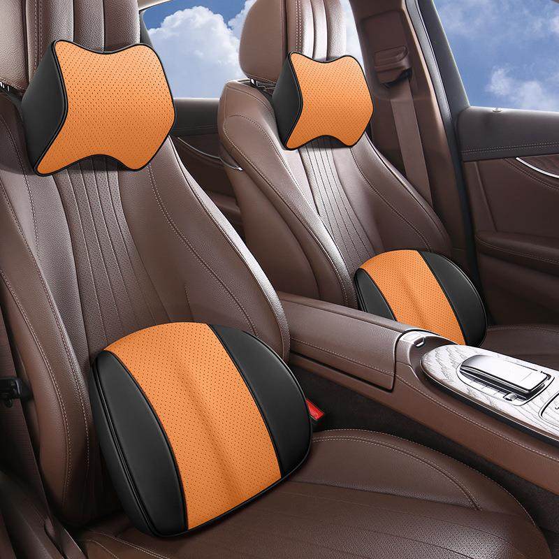新款汽车记忆棉头枕车载腰垫四季腰靠透气座椅垫皮革靠背垫纳帕皮,淘宝优惠券,粉丝福利购,淘宝优惠卷