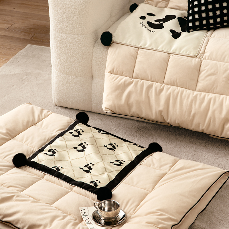 熊猫花花客厅沙发抱枕靠枕被车载C毯子二合一办公室午休毯空调被 - 图1