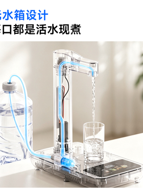鲸齐龙头管线机桌面台式免安装家用即热式饮水机可接桶装水净水器