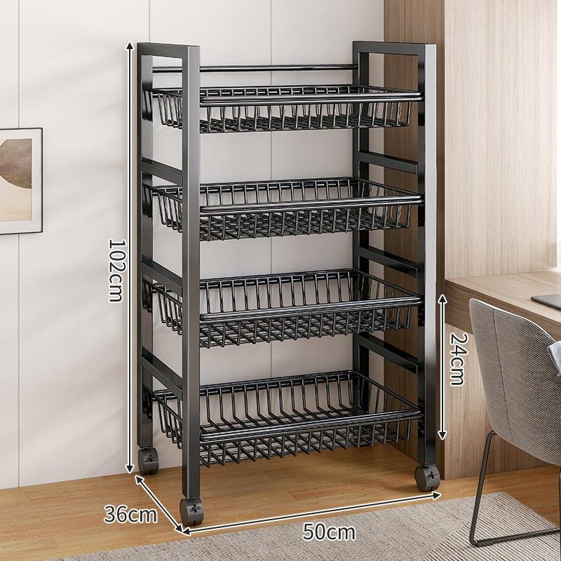 Movable bookshelf storage rack floor-standing multi-layer living room simple display cabinet storage shelf bedroom shelf storage cabinet