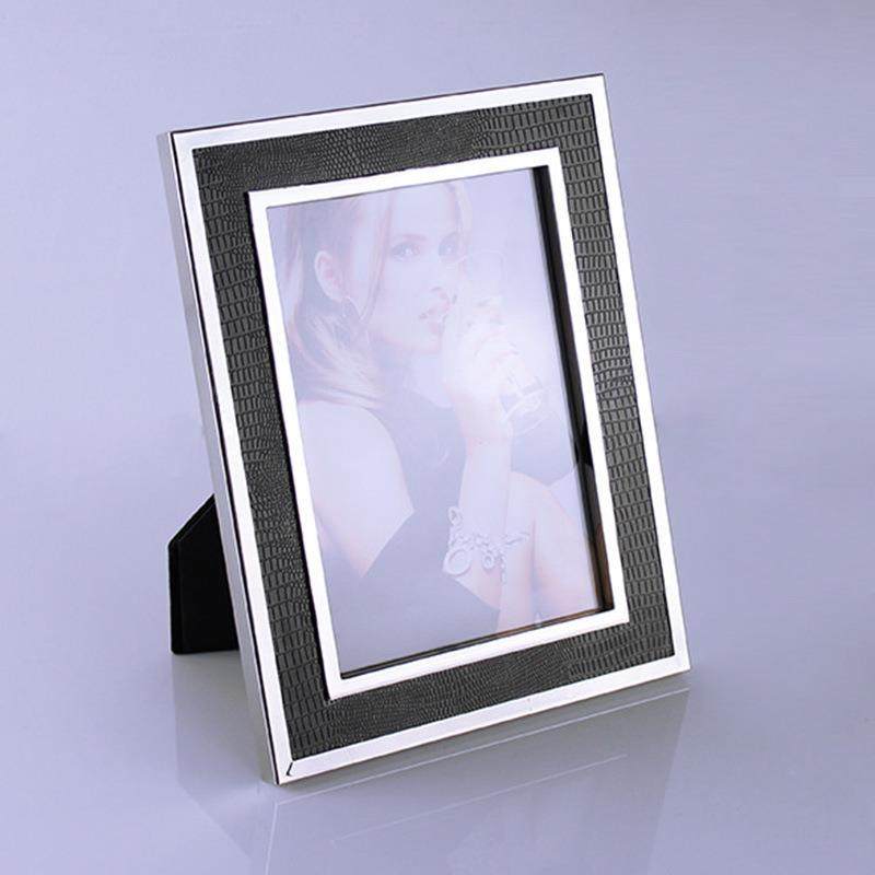 现代简约画框摆台创意手工6寸7寸长方形金属边框黑色皮革相框,淘宝优惠券,粉丝福利购,淘宝优惠卷