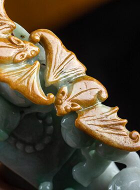 孤品【翡翠.吉祥如意】桌面客厅精美玉雕摆件高档文玩 一物一证