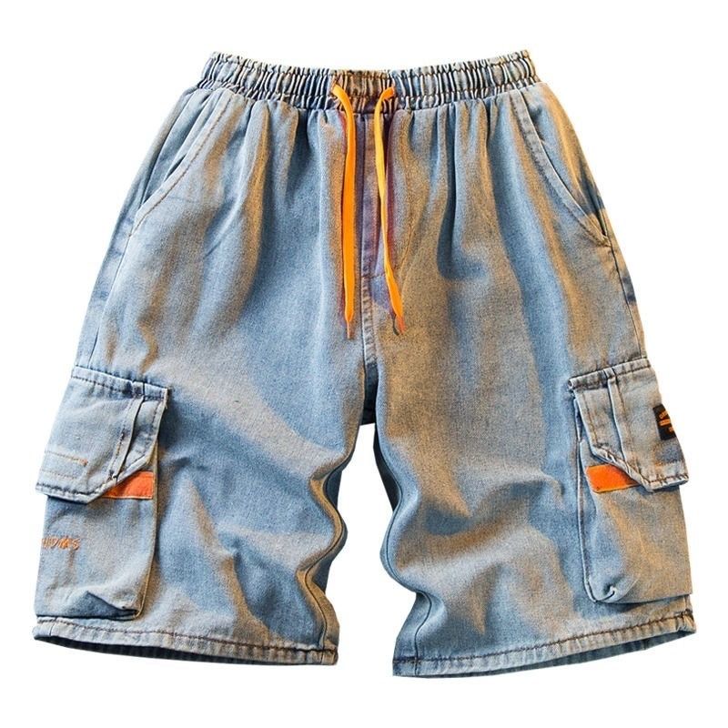 夏季男士宽松直筒牛仔短裤多口袋烟灰色中裤五分裤耐脏磨工装短裤,淘宝优惠券,粉丝福利购,淘宝优惠卷