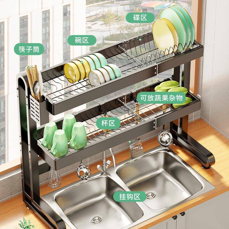 厨房水槽置物架台面碗盘厨具收纳架洗碗架水池放碗筷碗碟沥水 - 图2