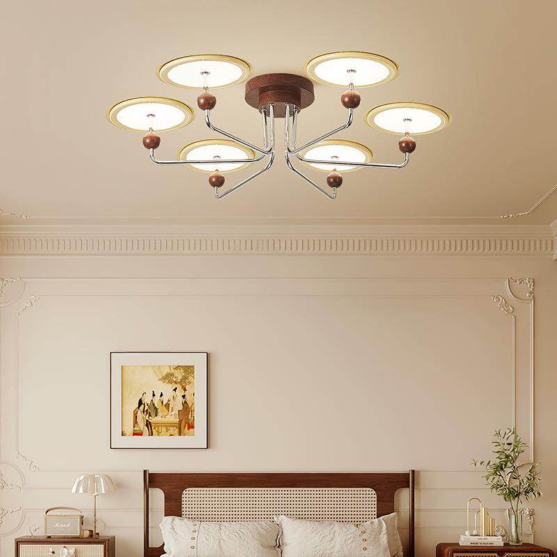法式复古客厅灯中古胡桃木奶油风个性创意星轨飞碟卧室餐厅主吊灯,淘宝优惠券,粉丝福利购,淘宝优惠卷