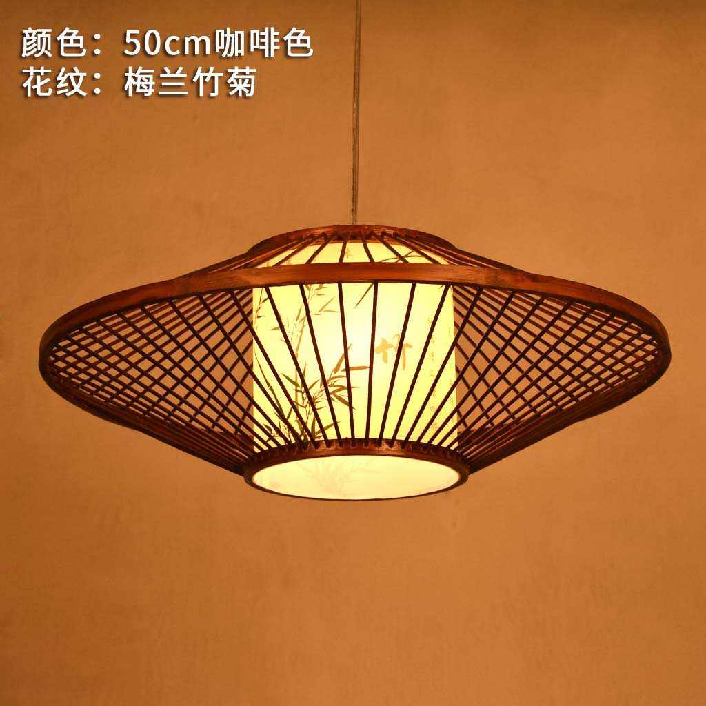 中竹小灯餐厅饭店国风吊灯中式茶室艺复古禅意竹编日式鸟笼灯笼 - 图1