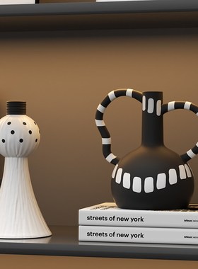 黑白高级感酒柜摆件样板间客厅电视橱柜高档艺术摆设现代软装饰品