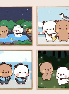 一二布布可爱儿童房装饰画卡通动漫卧室床头挂画客厅餐厅墙面壁画